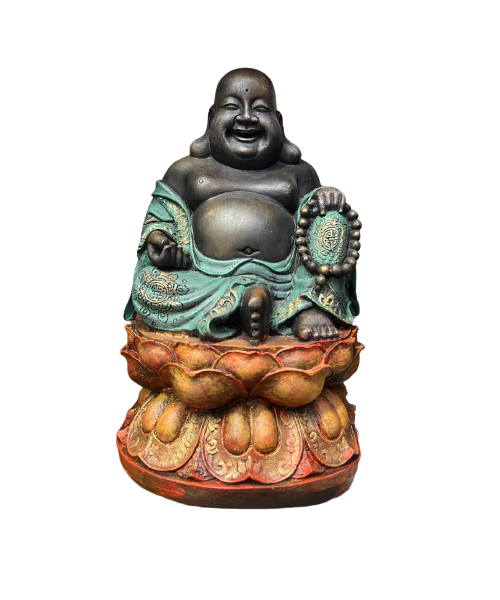 Laughing Buddha Sitting On Lotus flower 32 cm x 19 cm