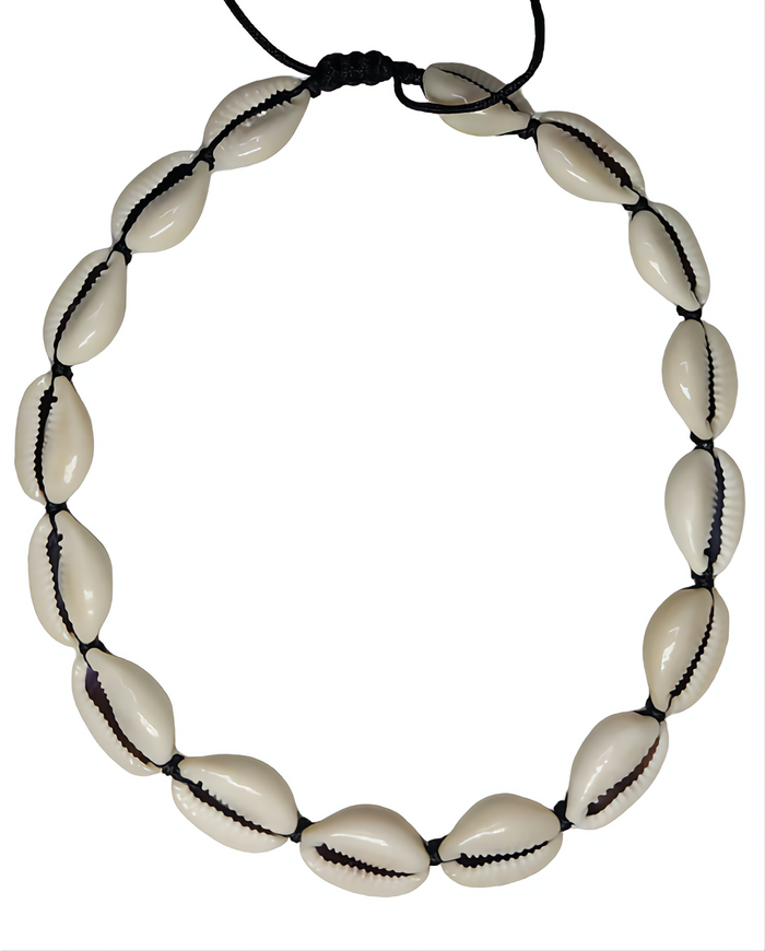 Cowrie Shell Necklace (Black String)