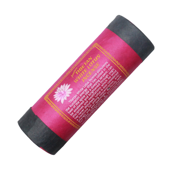 Tibetan White Lotus incense from Nepal is based on an ancient recipe for stimulating Kundalini energy at the base of the spine. Lotus is traditionally used as an aid for concentration during meditation. These natural incense sticks burn well, with a powerful, sweet aroma.