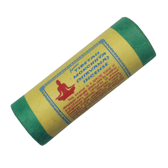 Ancient Tibetan Mokchhya (Nirvana) incense is a special blend of Himalayan aromatic plants used by Buddhist practicioners for centuries to arouse enlightened qualities.