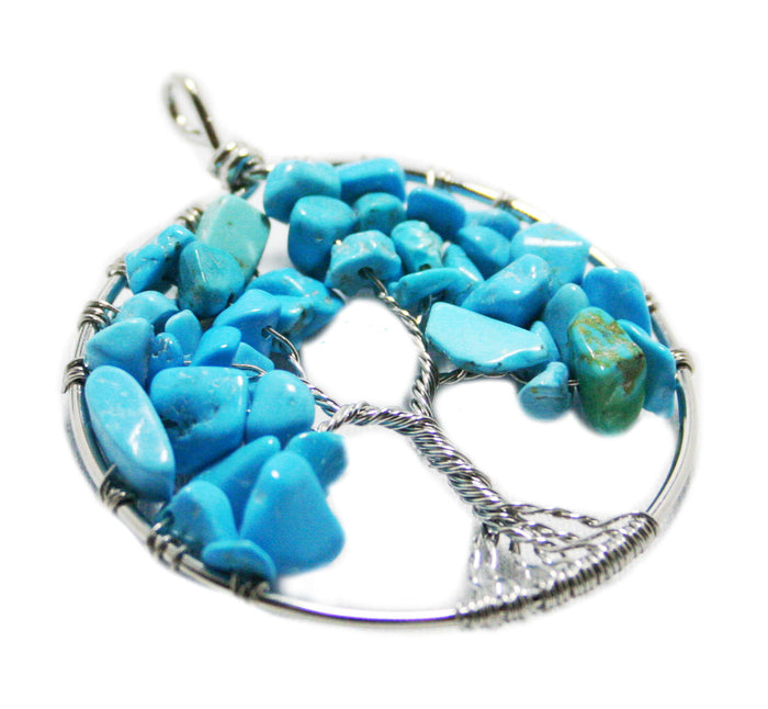 Blue Howlite tree of life pendant 
