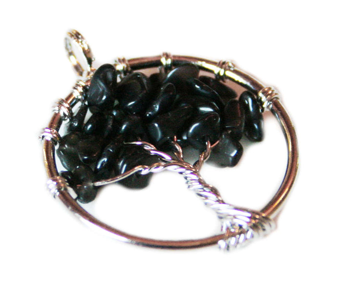 Black Onyx tree of life pendant 